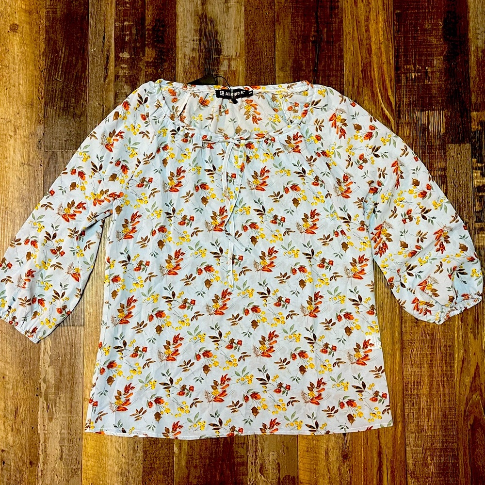 Allegra K 3/4 sleeve Peasant Top, size S, NWT